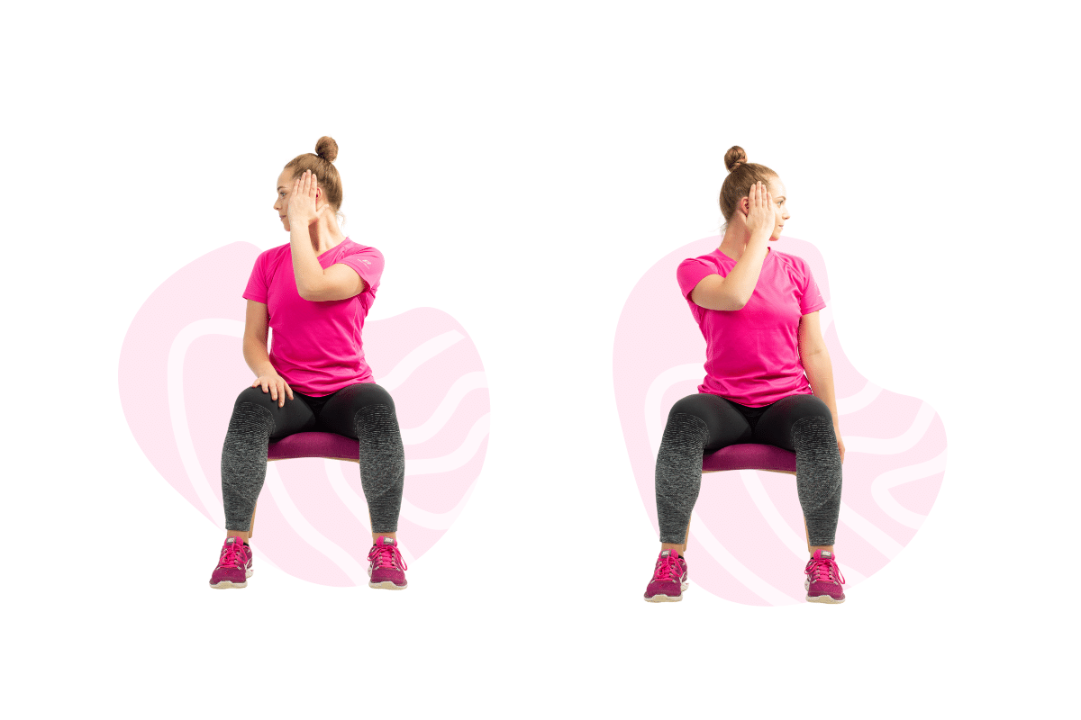 Cervical rotation hand cheekbone press